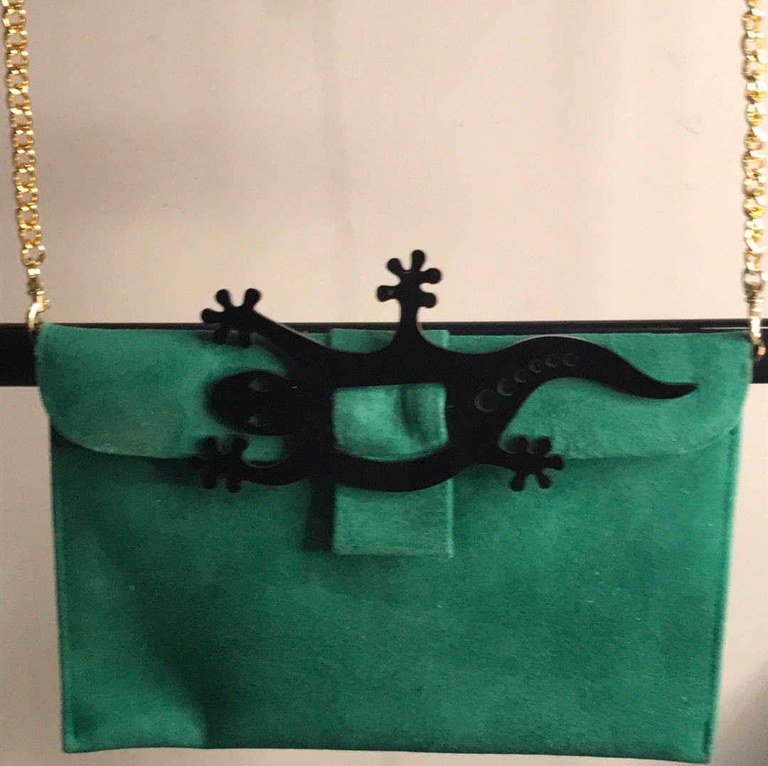 Green Suede Lizard Bag