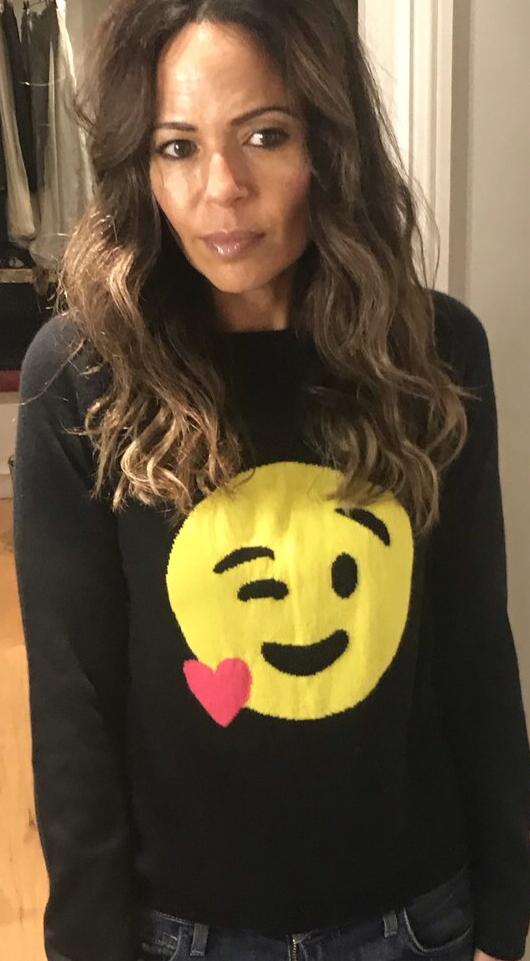 Chinti and Parker Smiley Face Black Cashmere jumper