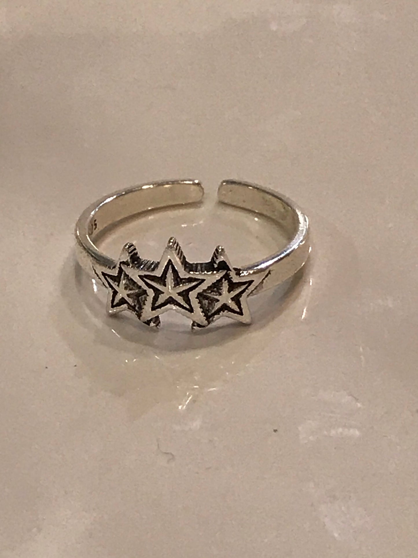 Triple Star Silver Ring (Adjustable)