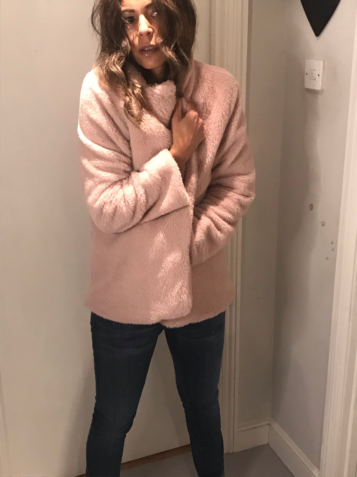 Pink Teddy Bear Faux Fur Coat