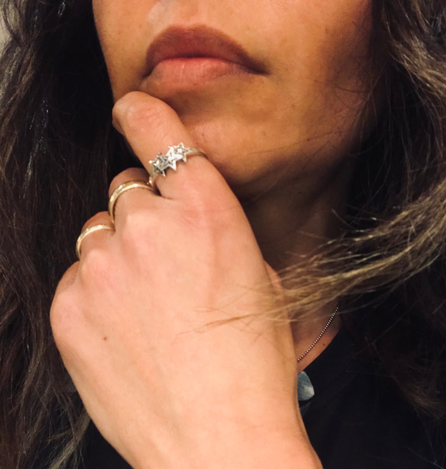 Triple Star Silver Ring (Adjustable)