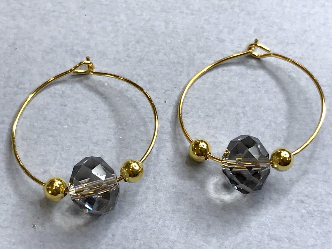 Gold Plated Smoky Topaz Hoops