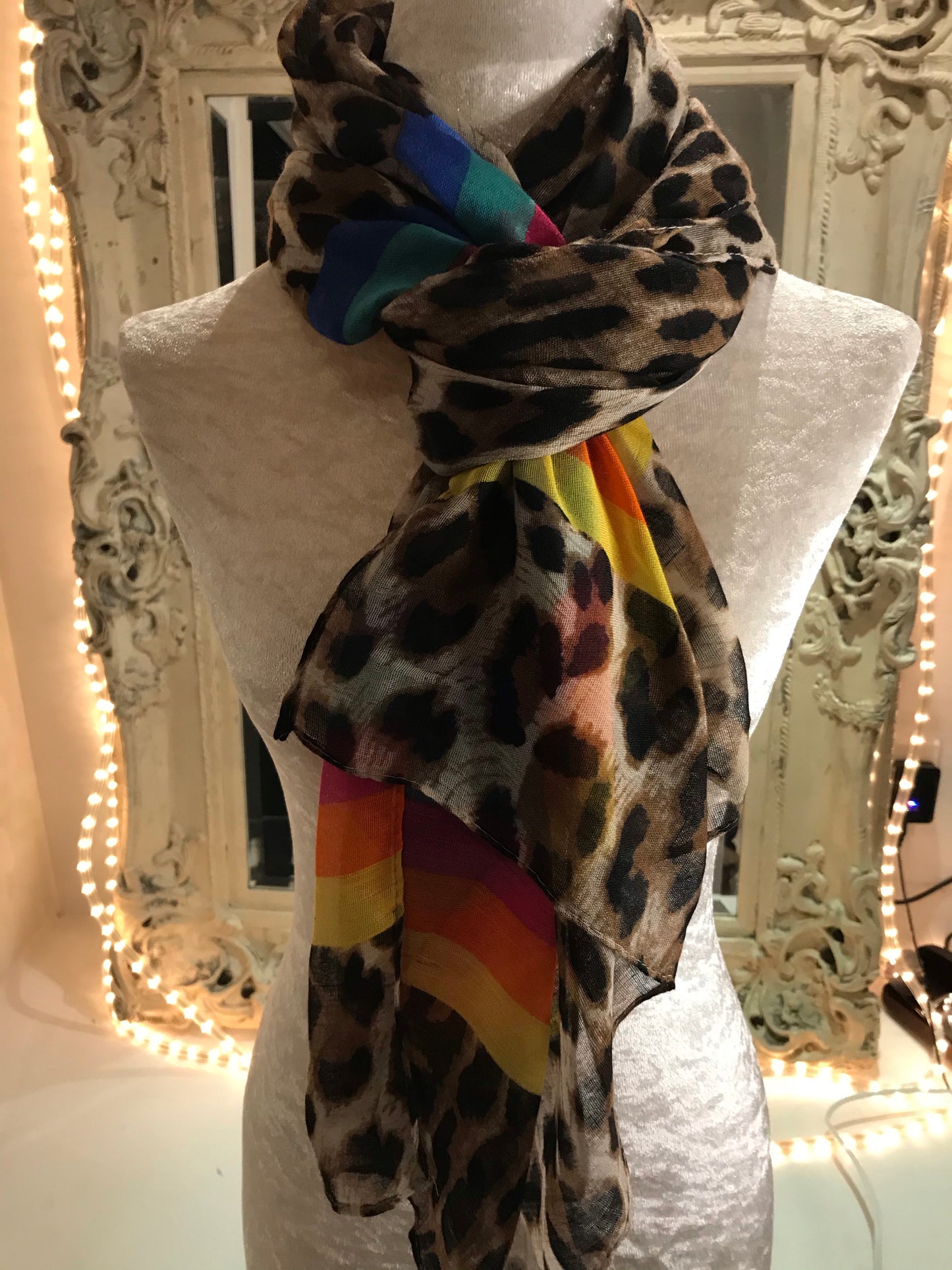Rainbow Leopard Scarf