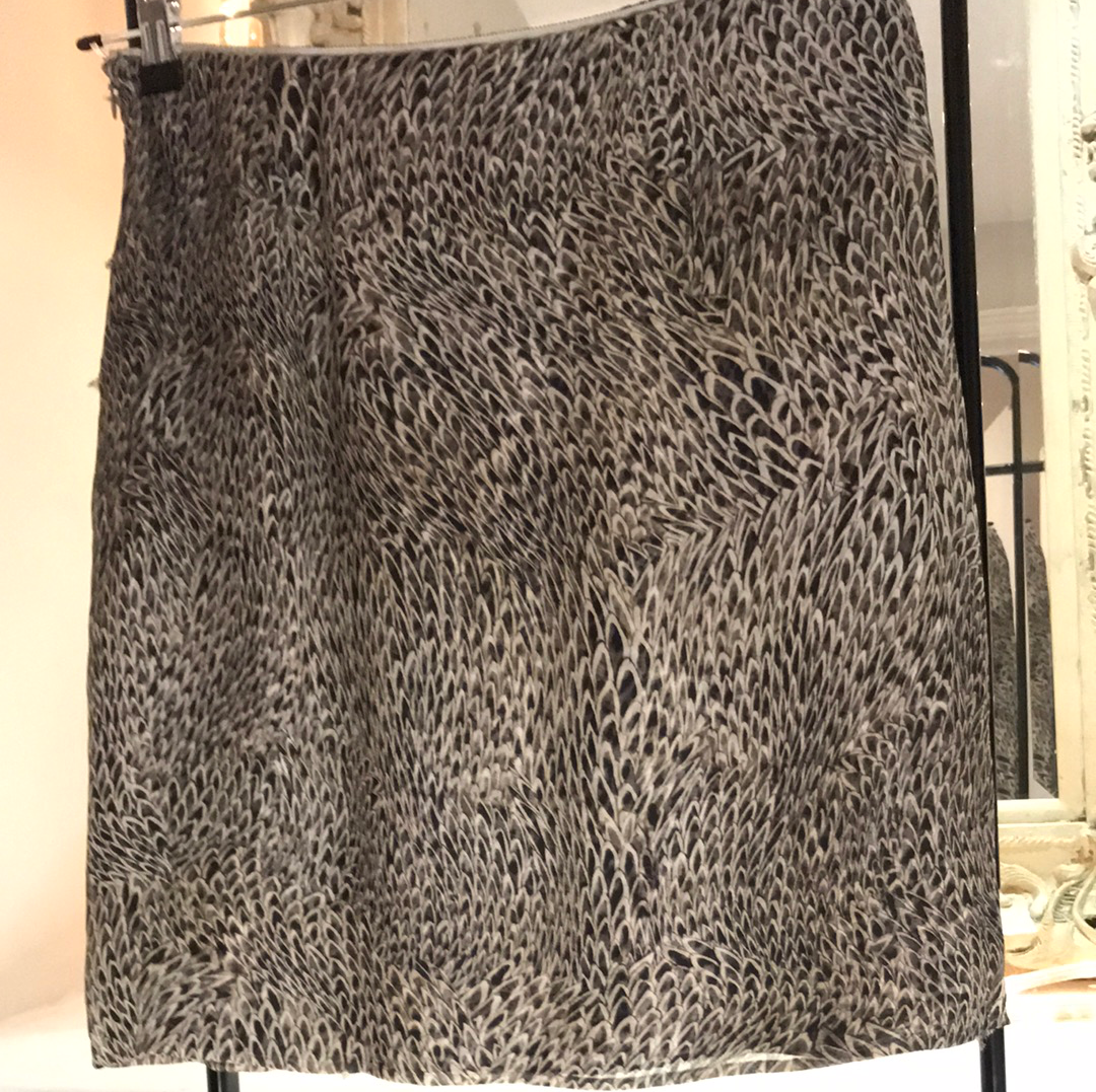 MARC CAIN Leopard 'The Subtle Ruffle' Silk Skirt