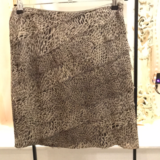 MARC CAIN Leopard 'The Subtle Ruffle' Silk Skirt