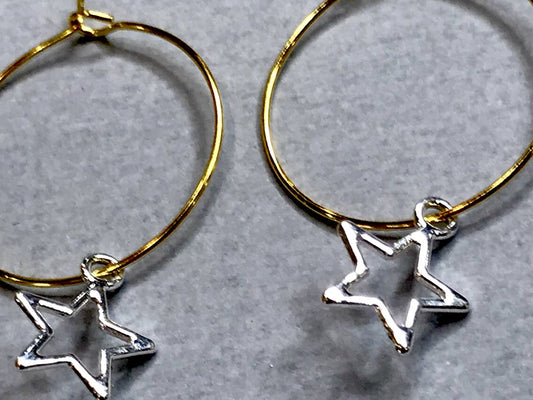 Gold Plated Silver Star Hoops
