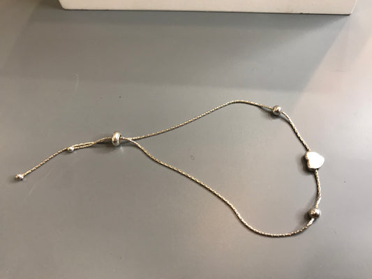 Adjustable Silver Heart & Beaded Bracelet