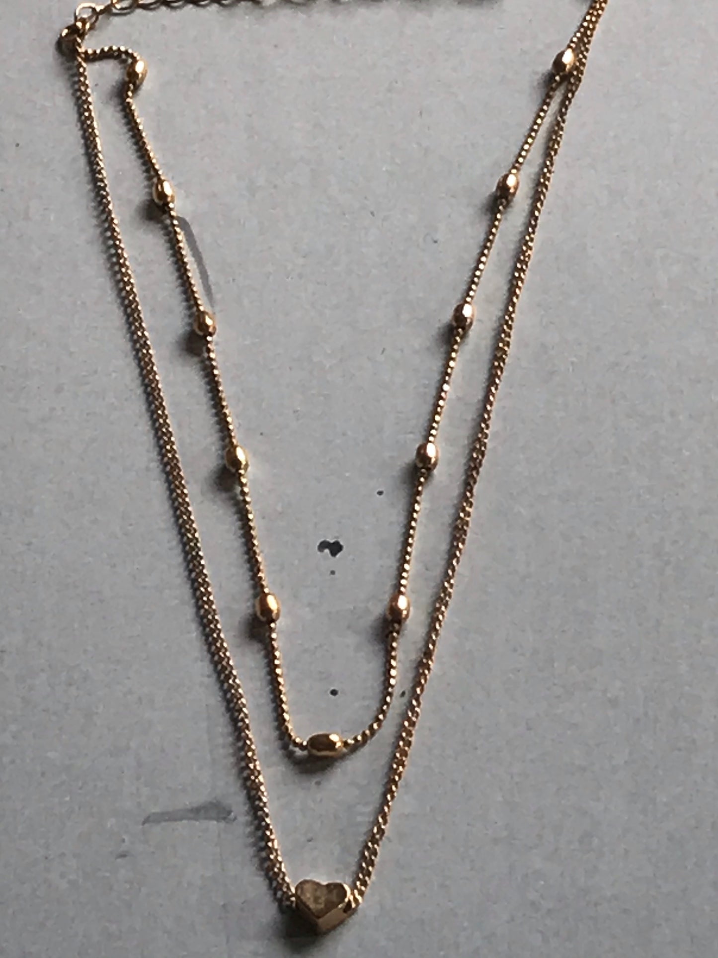 Double Strand Gold-Plated Love Hearts Necklace