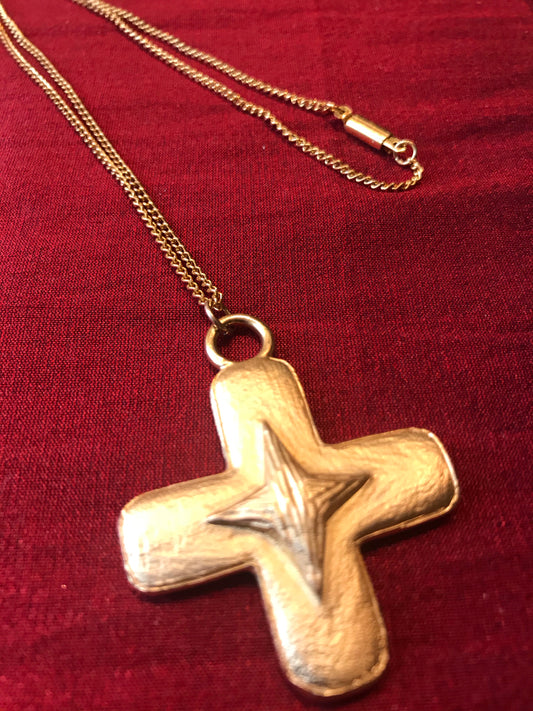 Vintage Gold Plated Star Crossed Lovers Necklace