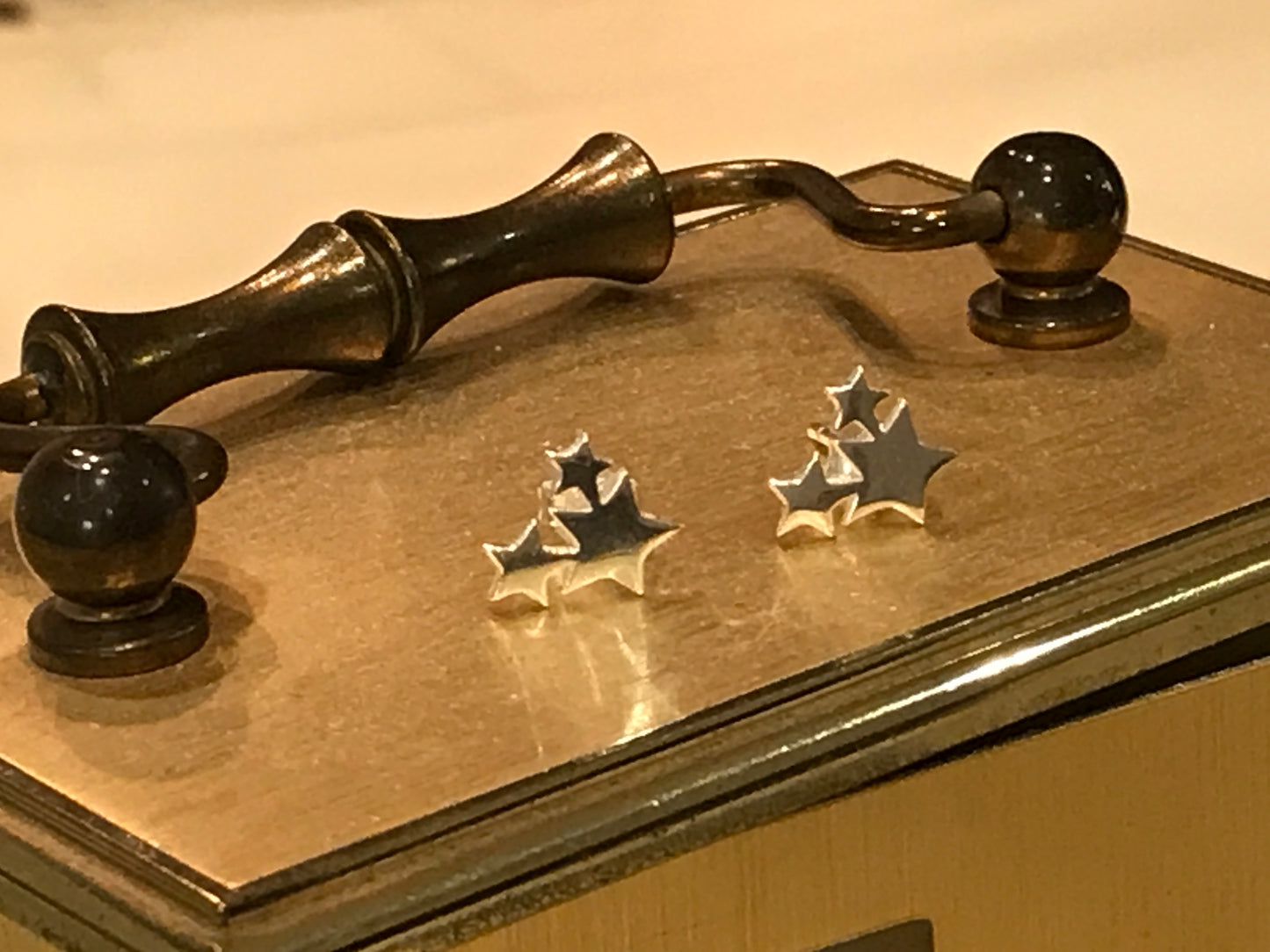Triple-Star Silver Stud Earrings