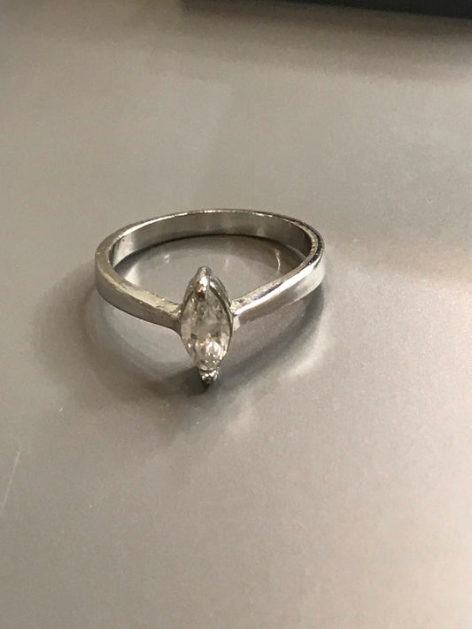 Teardrop 'Diamond' Vintage Silver Ring