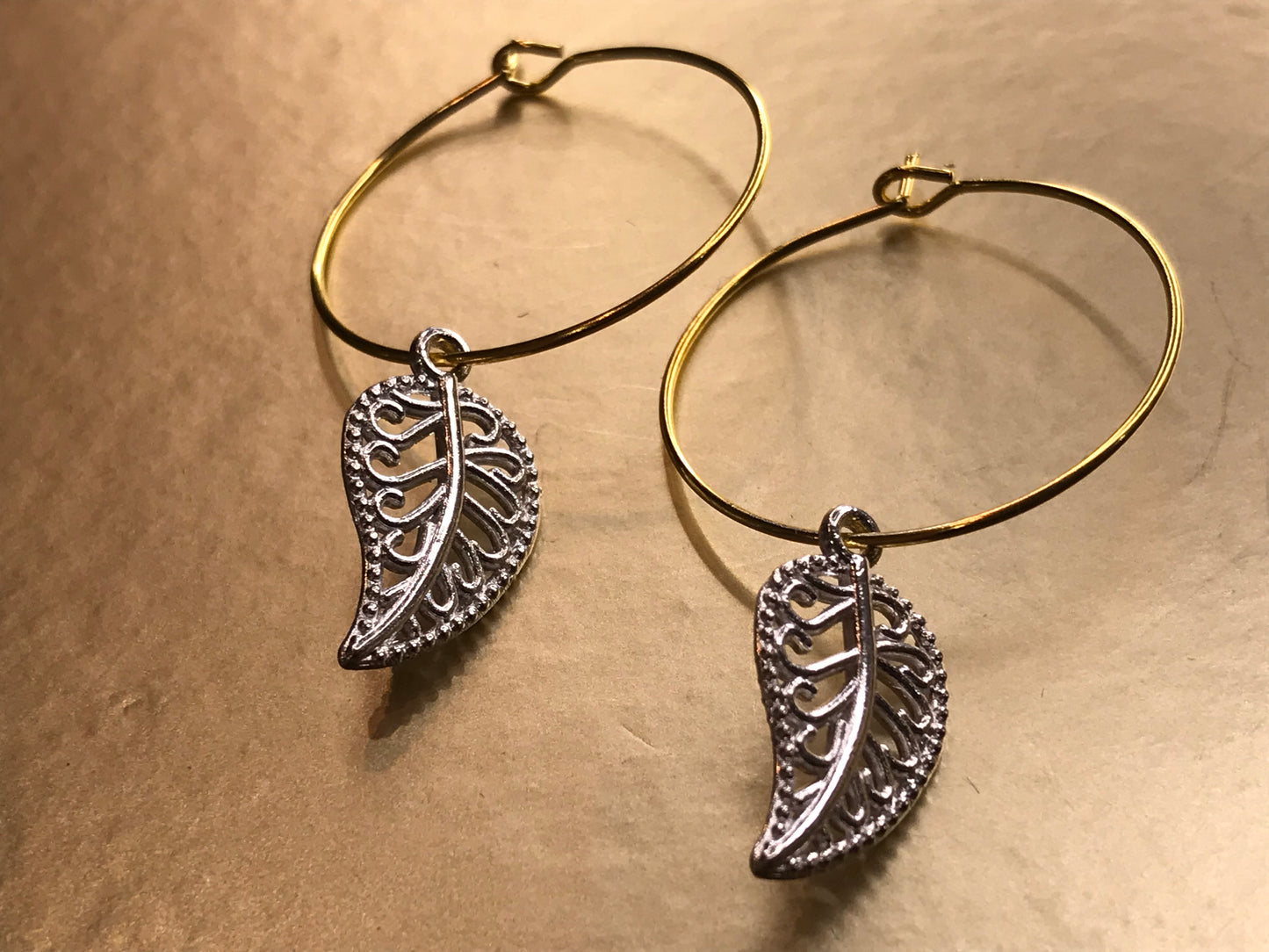 Gold / Antique Silver Plated 30mm Hoop Earrings