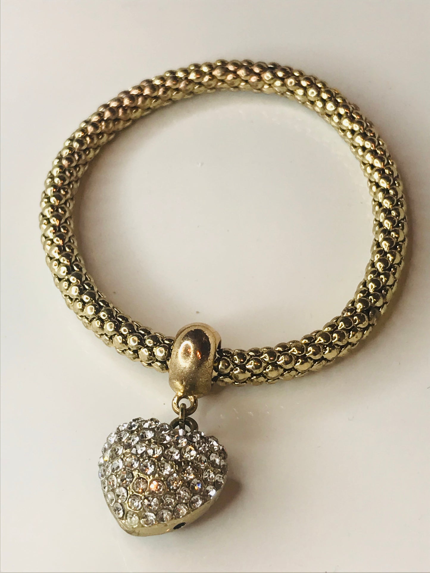 Gold Love Charm Stretch Bracelet