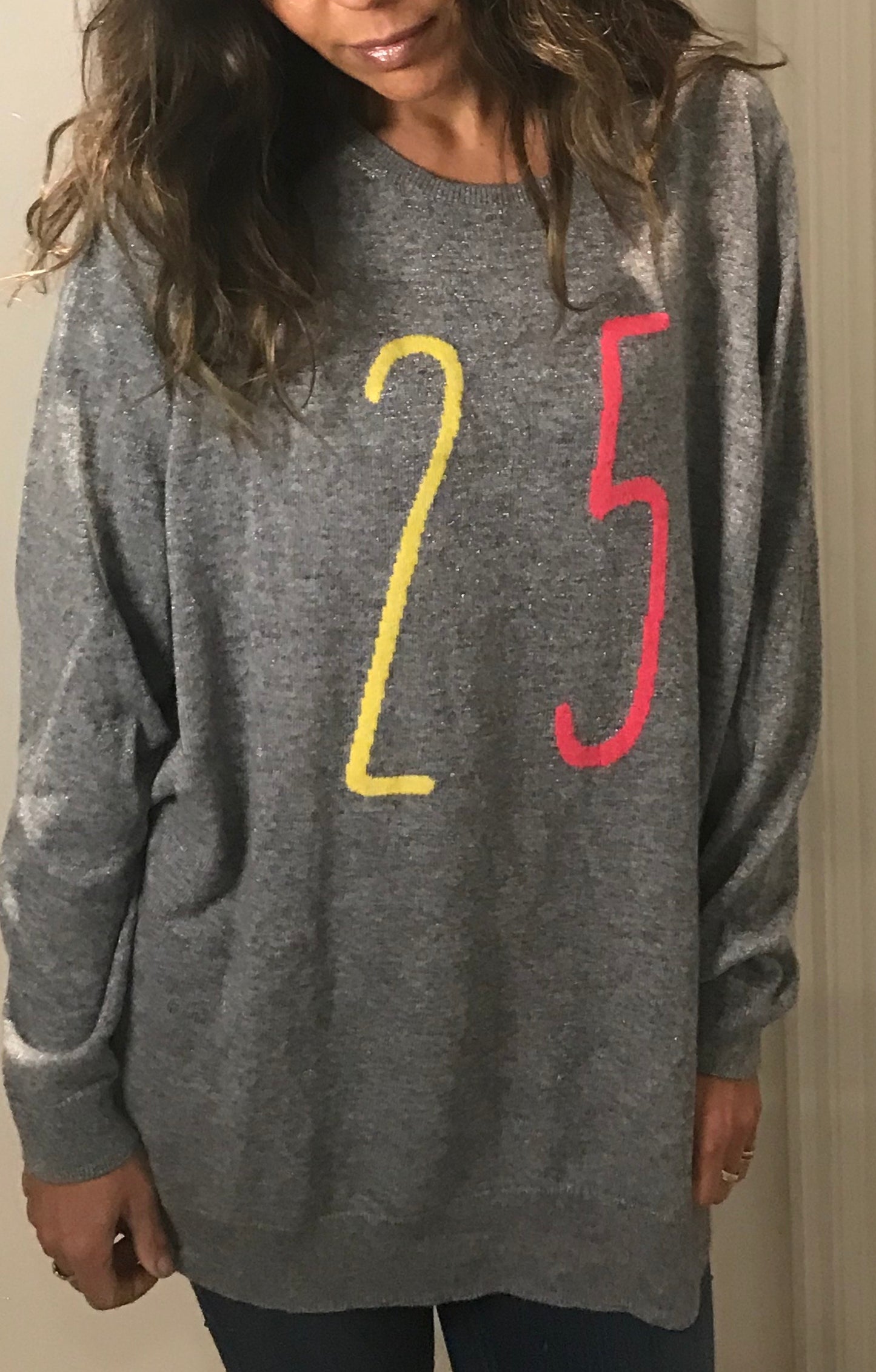 Oversized Boyfriend Slouch Grey/Neon Jumper