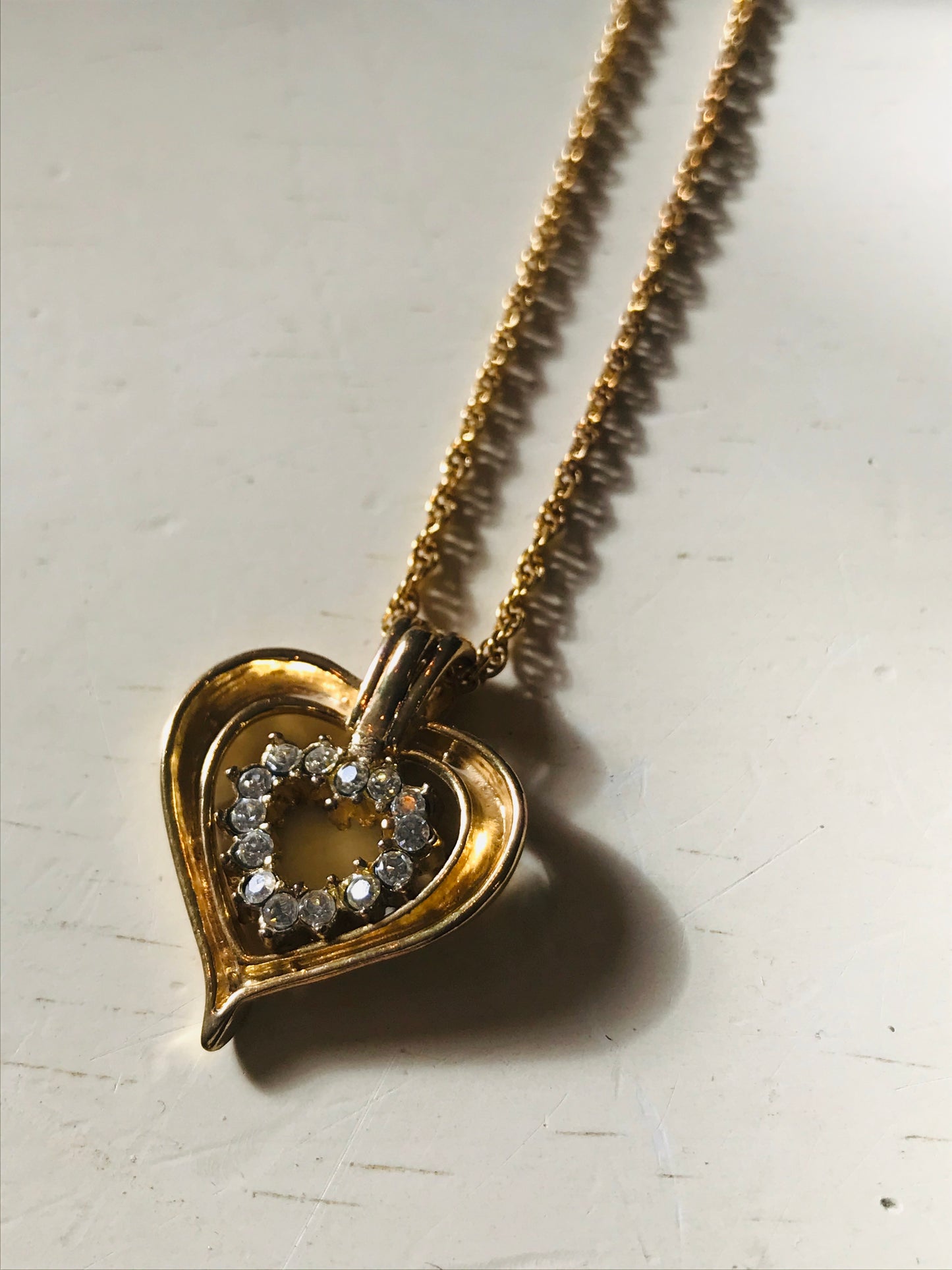 Red and Gold Double-Sided Heart Necklace