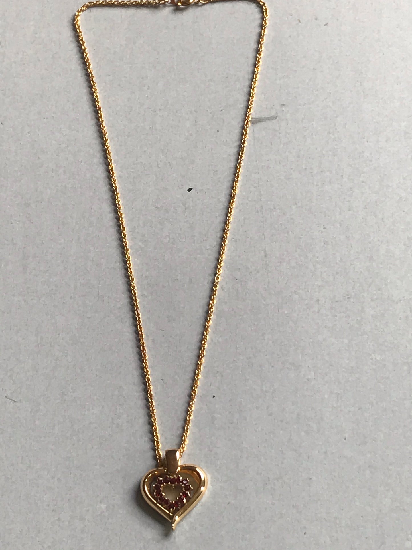 Red and Gold Double-Sided Heart Necklace