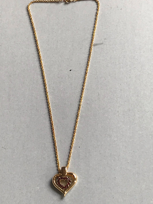 Red and Gold Double-Sided Heart Necklace