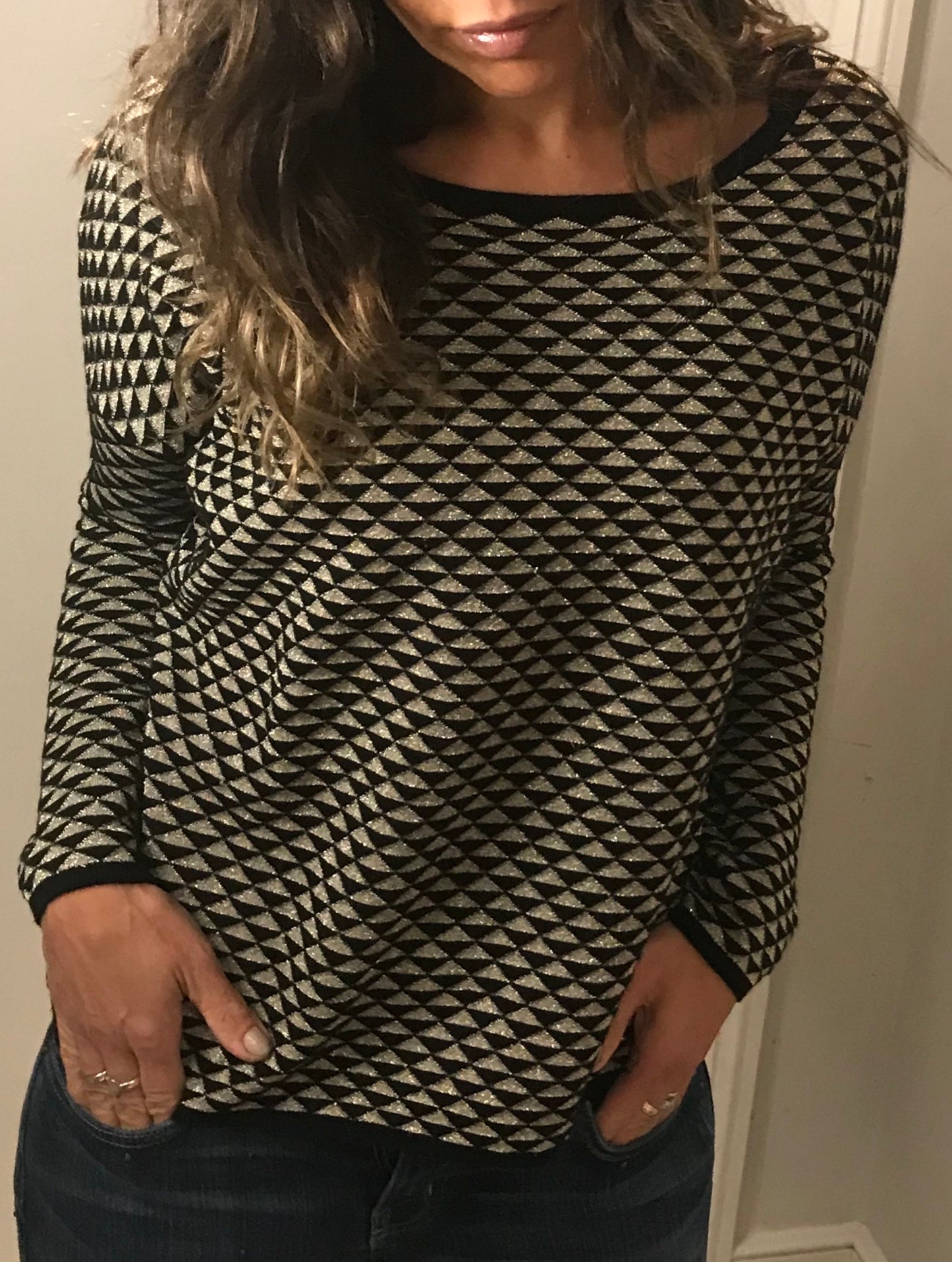 Retro Black & Gold Trapeze Knit