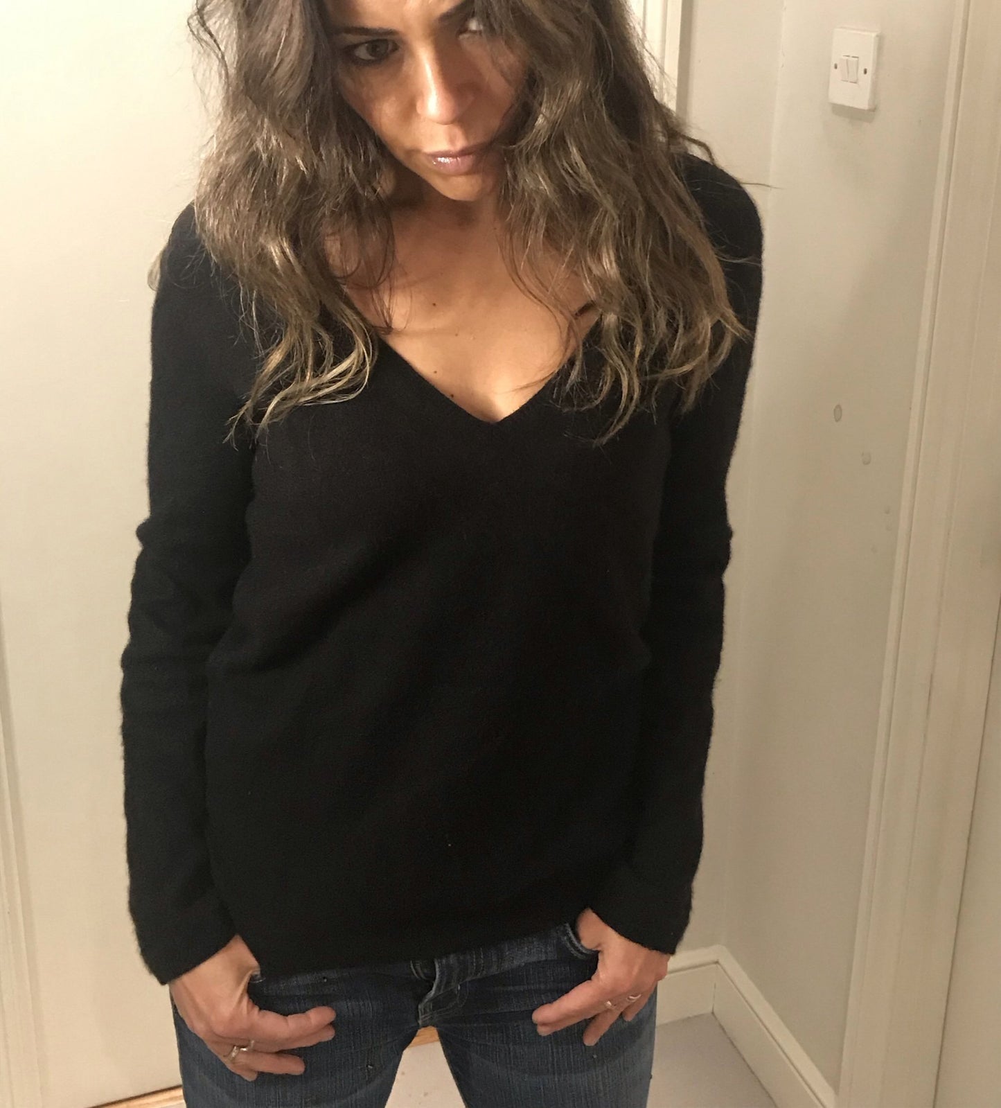 Burberry Black Cashmere V-Neck Jumper