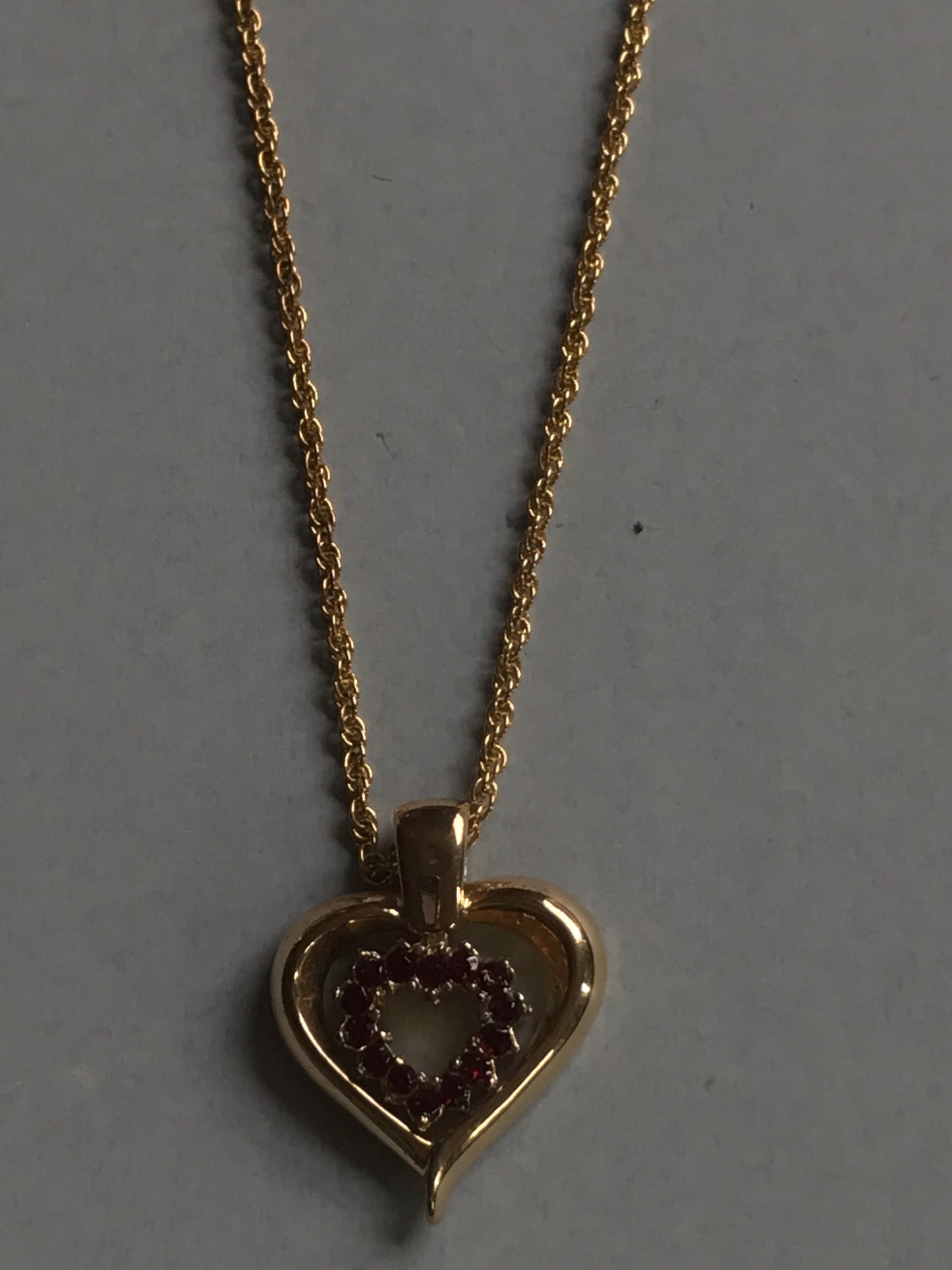 Red and Gold Double-Sided Heart Necklace