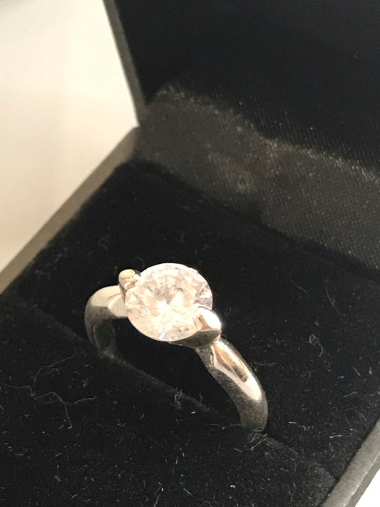 Princess Solitaire Vintage Silver Ring