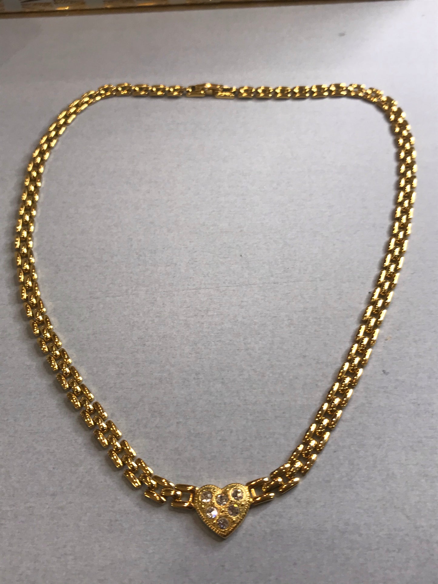 Vintage Gold Cross My Heart Necklace