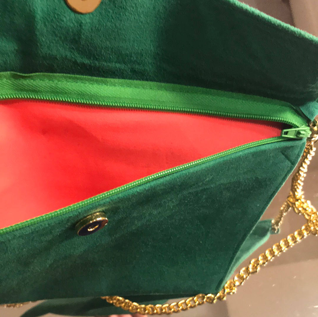 Green Suede Lizard Bag