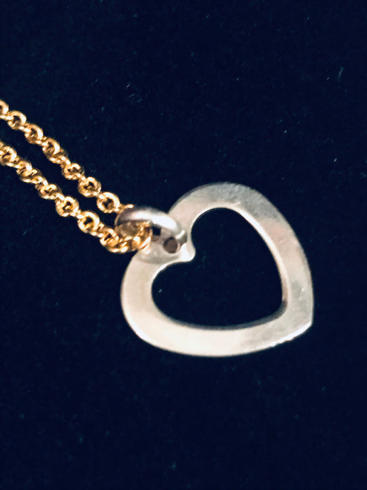 Silver and Gold Open Heart Necklace