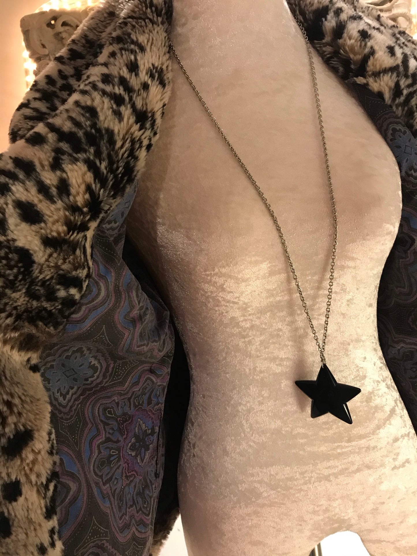 3/4 Length Sleeve Faux Leopard Coat