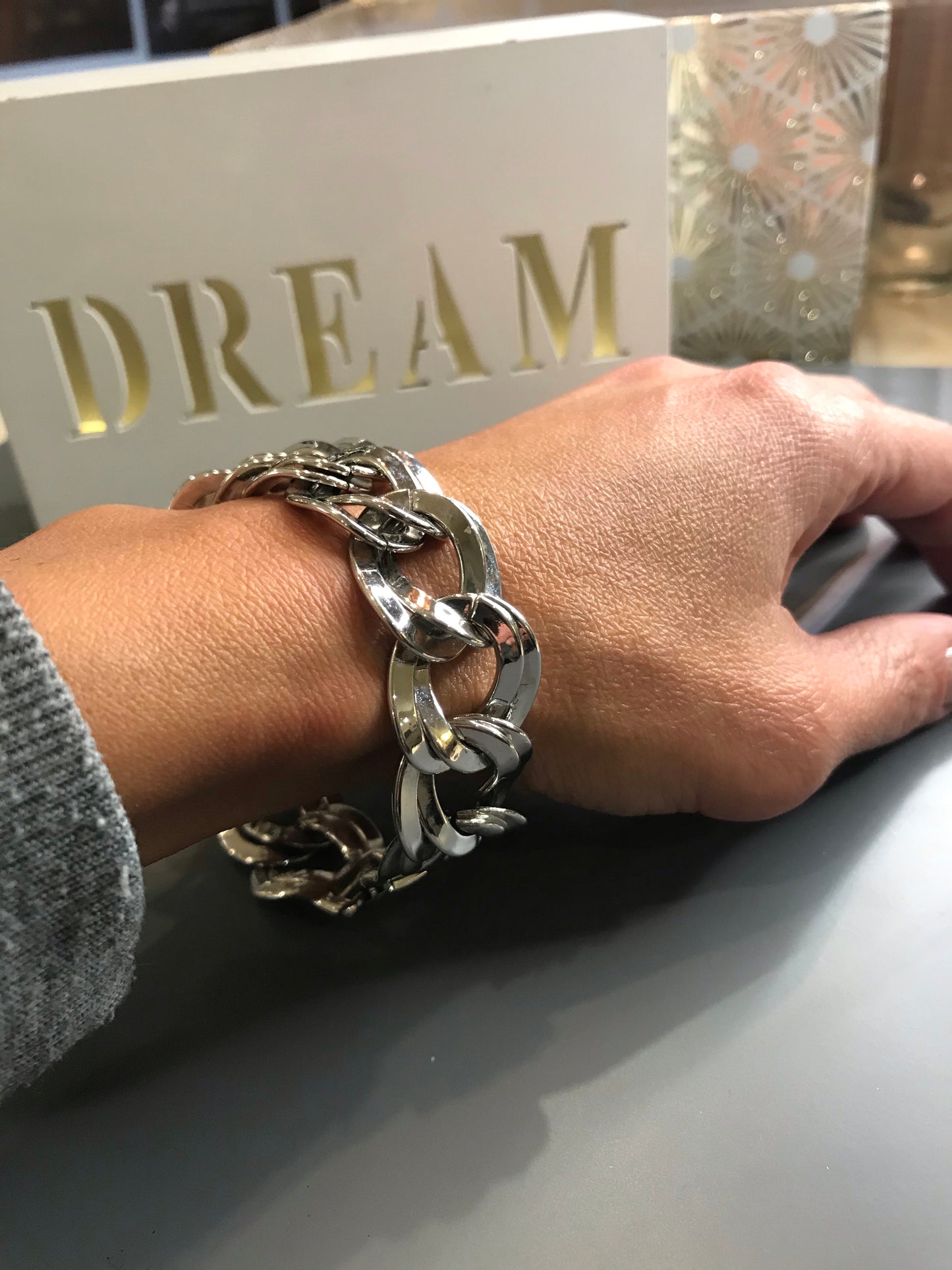 MONET Rhodium Vintage Silver Chunky Bracelet