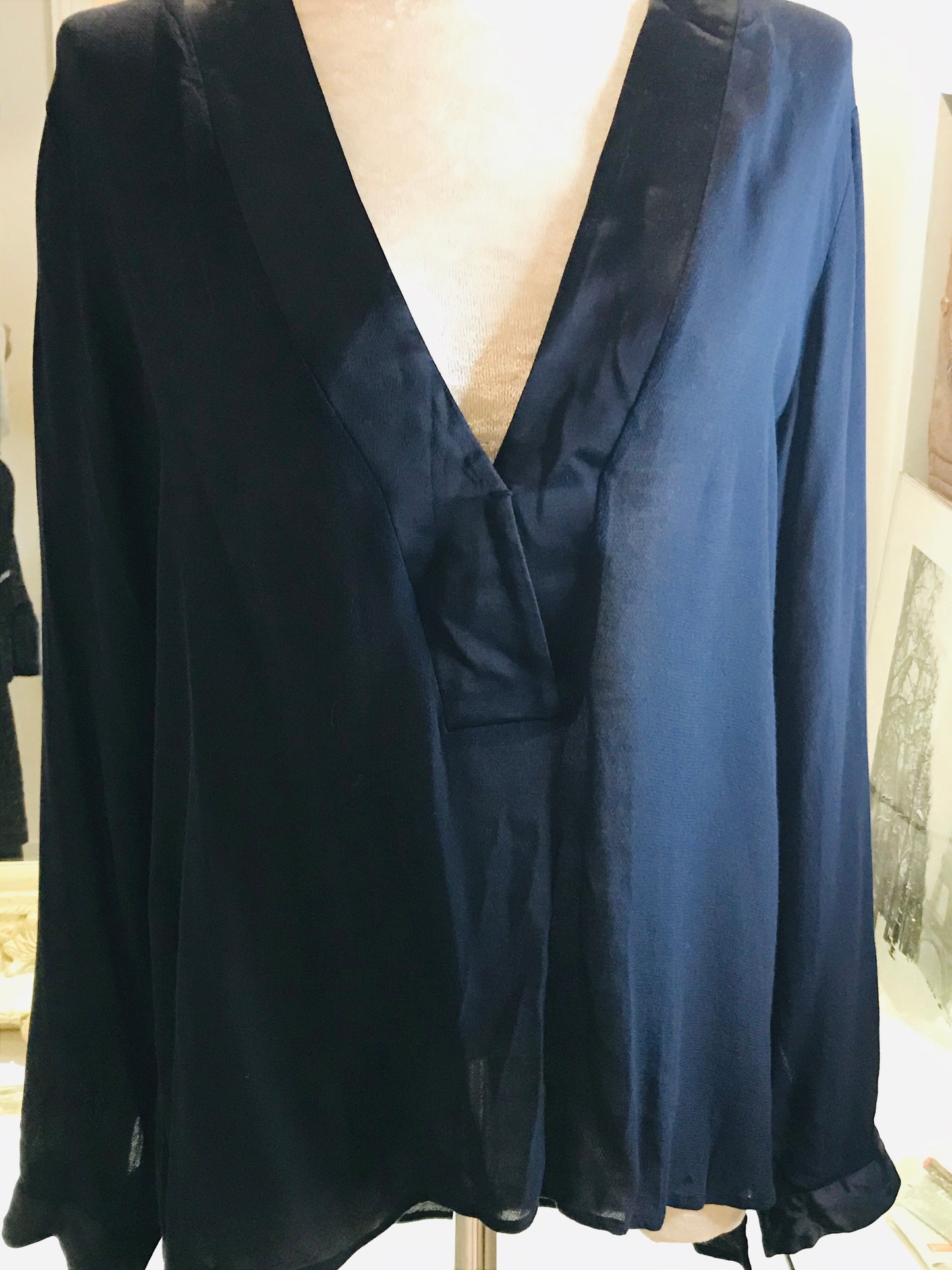 Navy Nights Long Drape Blouse