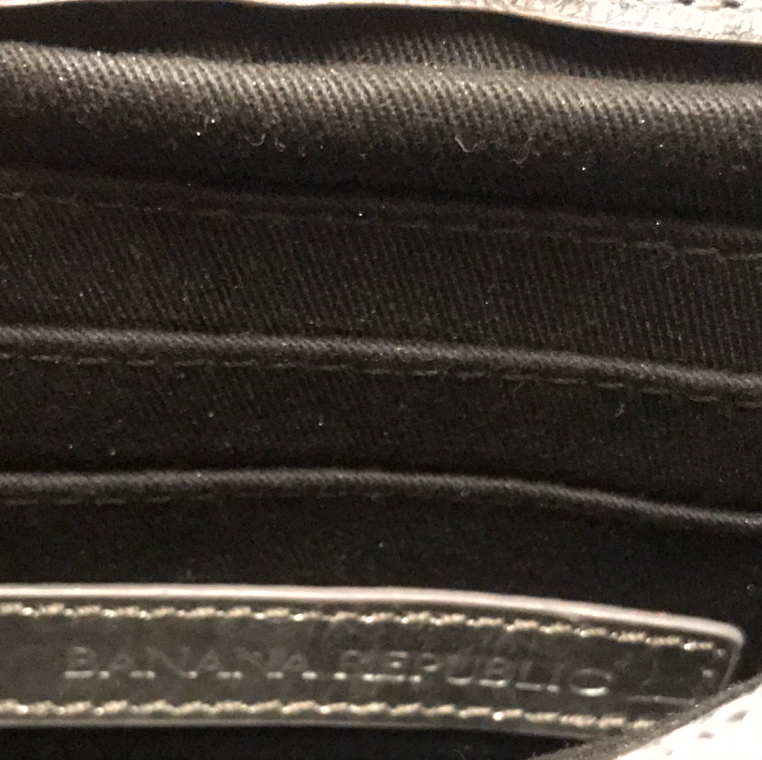 Silver Metallic Real Leather Banana Republic Handbag