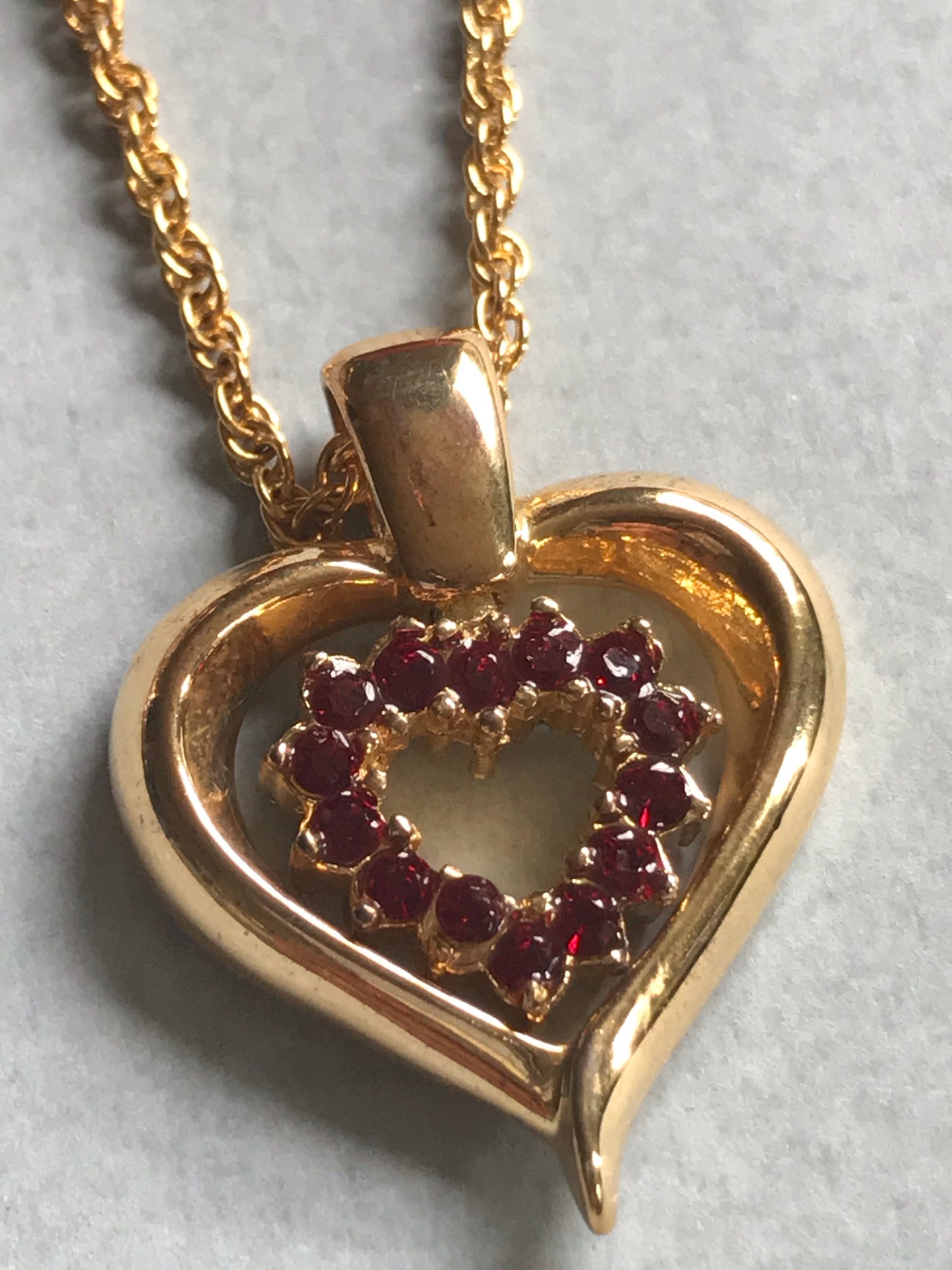 Red and Gold Double-Sided Heart Necklace
