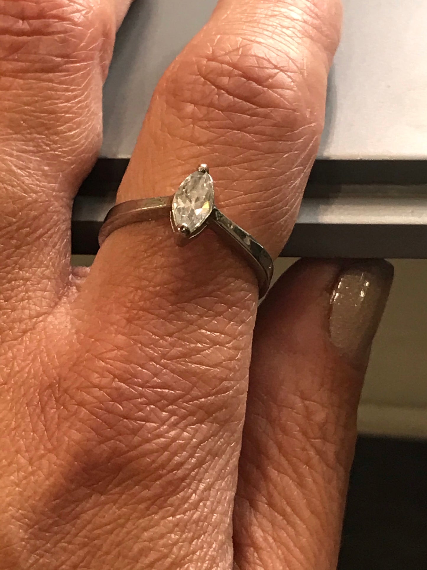 Teardrop 'Diamond' Vintage Silver Ring