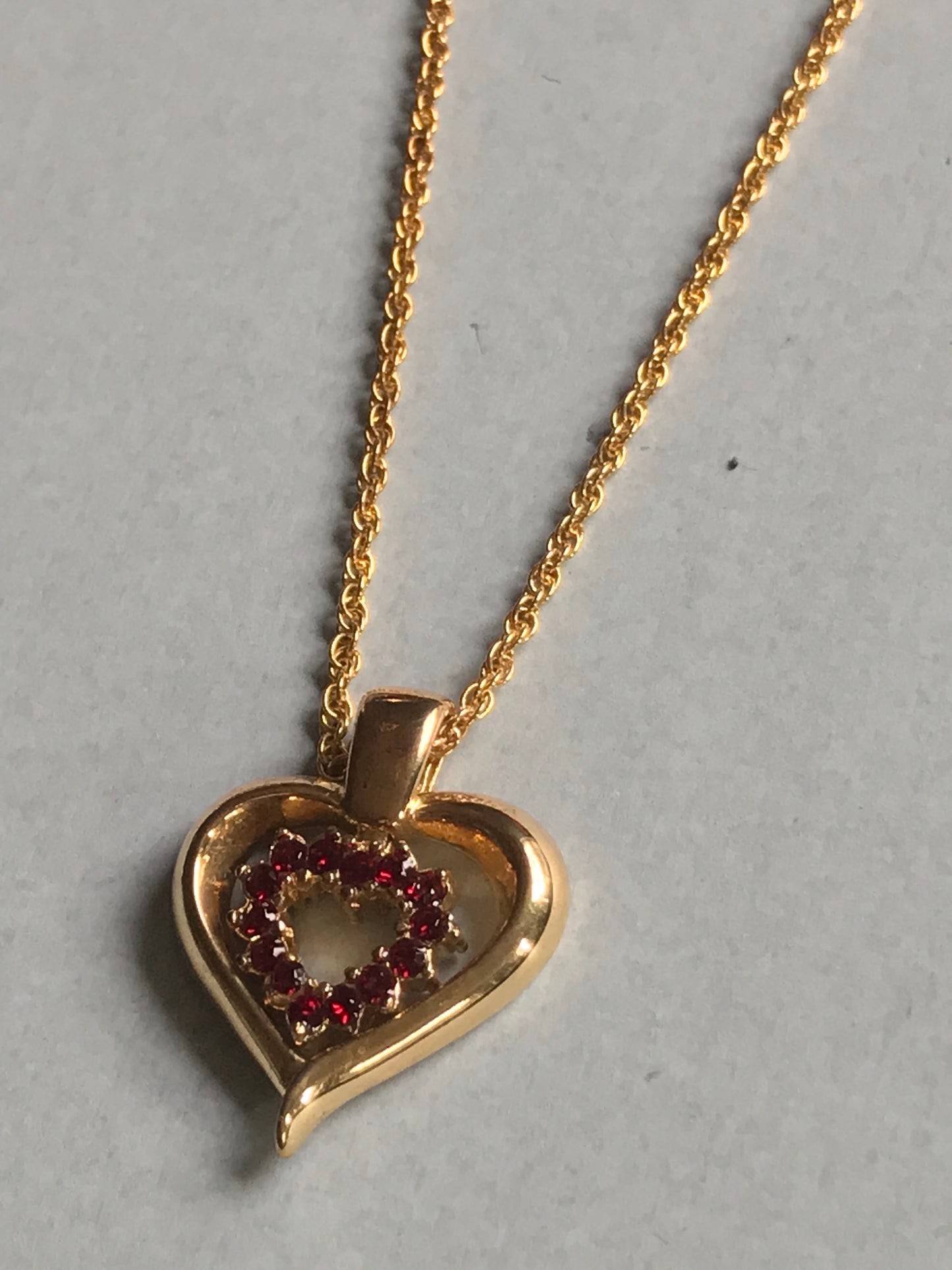 Red and Gold Double-Sided Heart Necklace