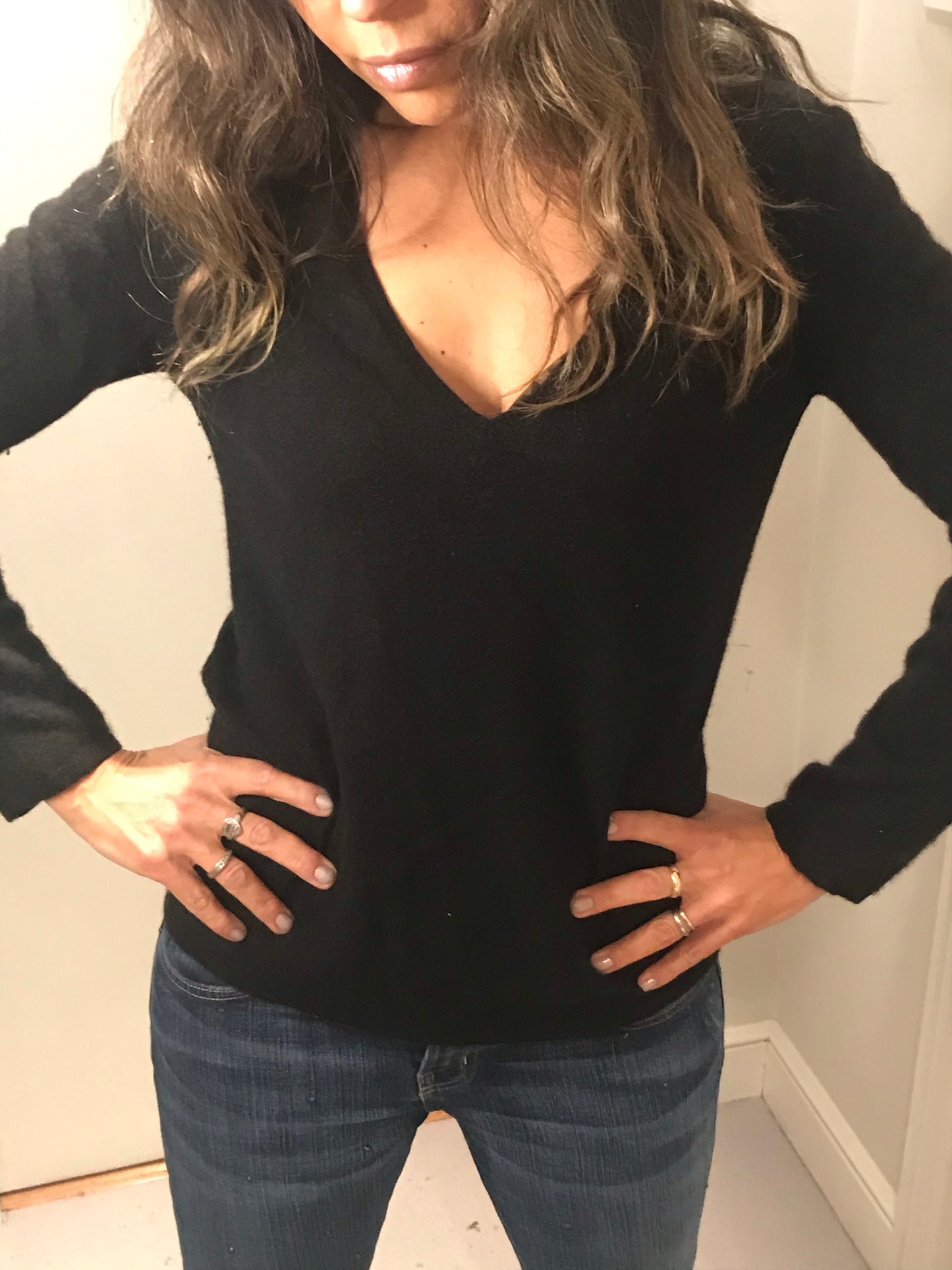 Burberry Black Cashmere V-Neck Jumper