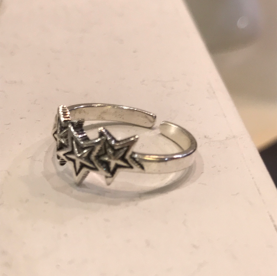 Triple Star Silver Ring (Adjustable)