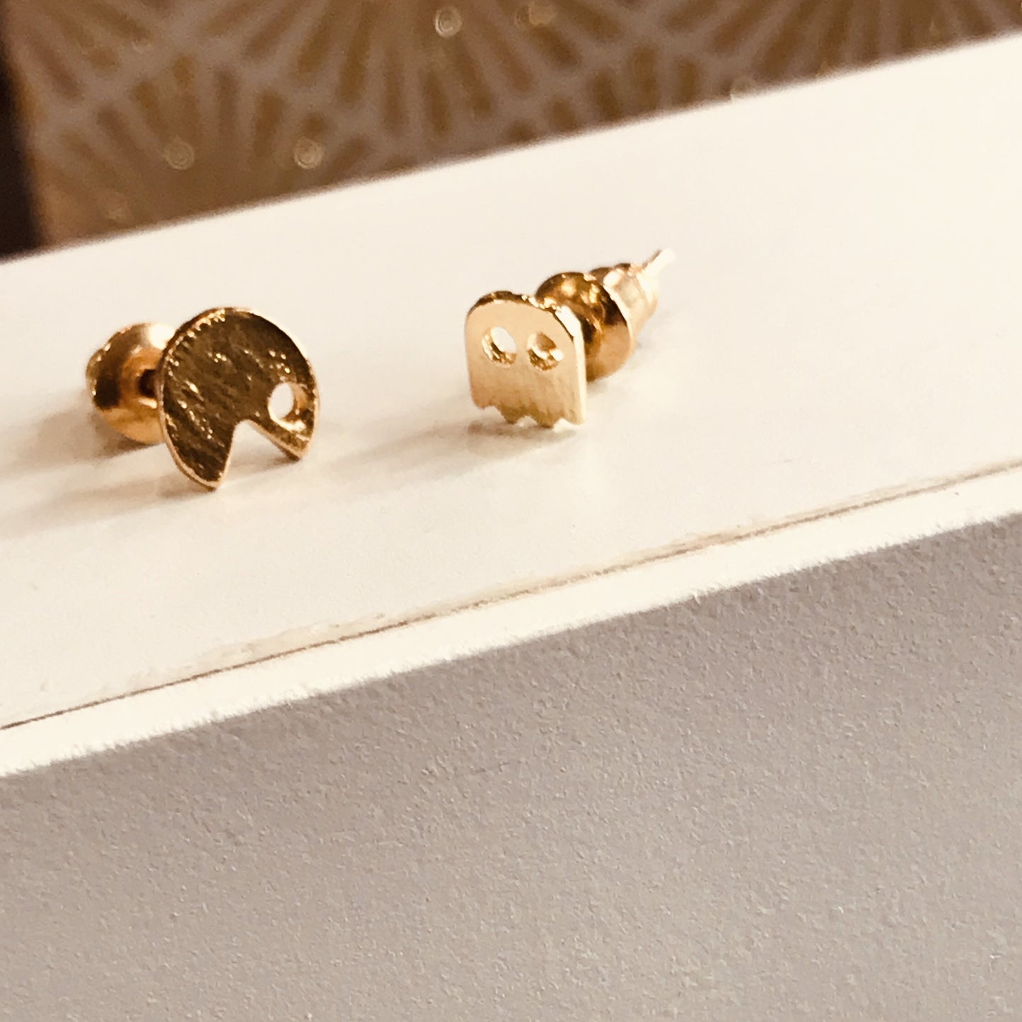 Pac-Man 18k Gold-Plated Retro Earring Studs