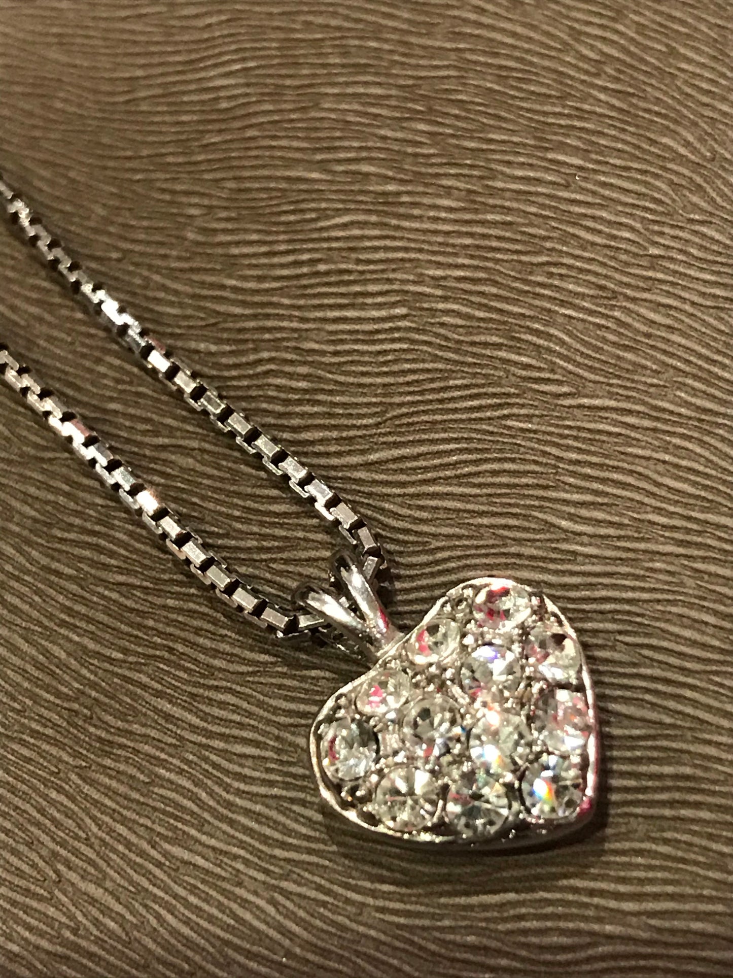 Glittering Heart Silver Necklace