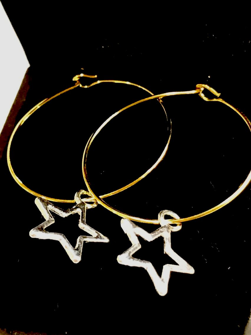 Gold Plated Silver Star Hoops