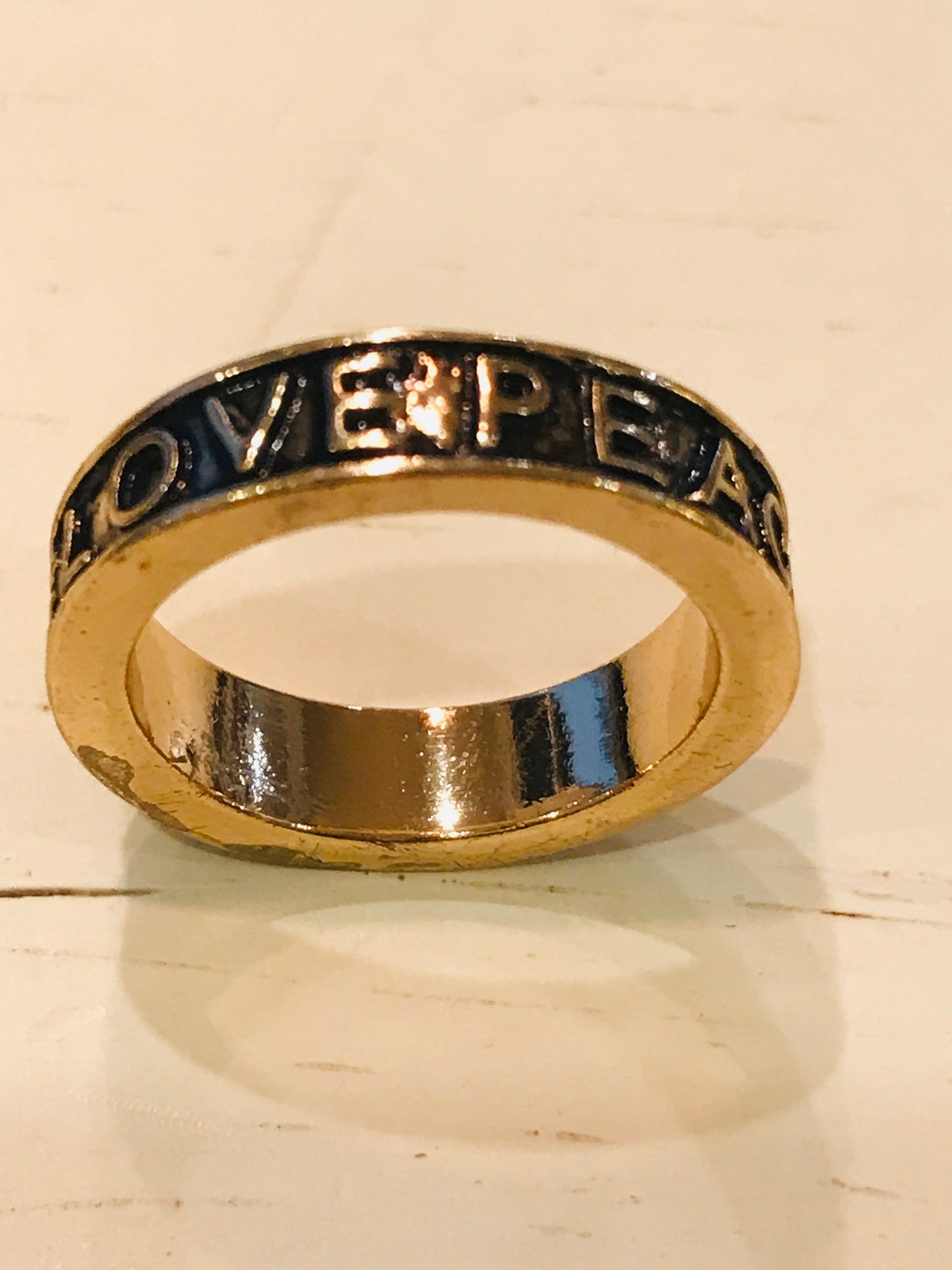 Vintage Love and Peace Ring