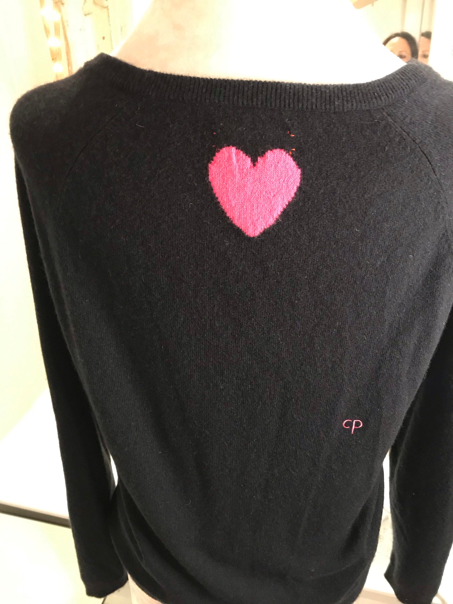 Chinti and Parker Smiley Face Black Cashmere jumper