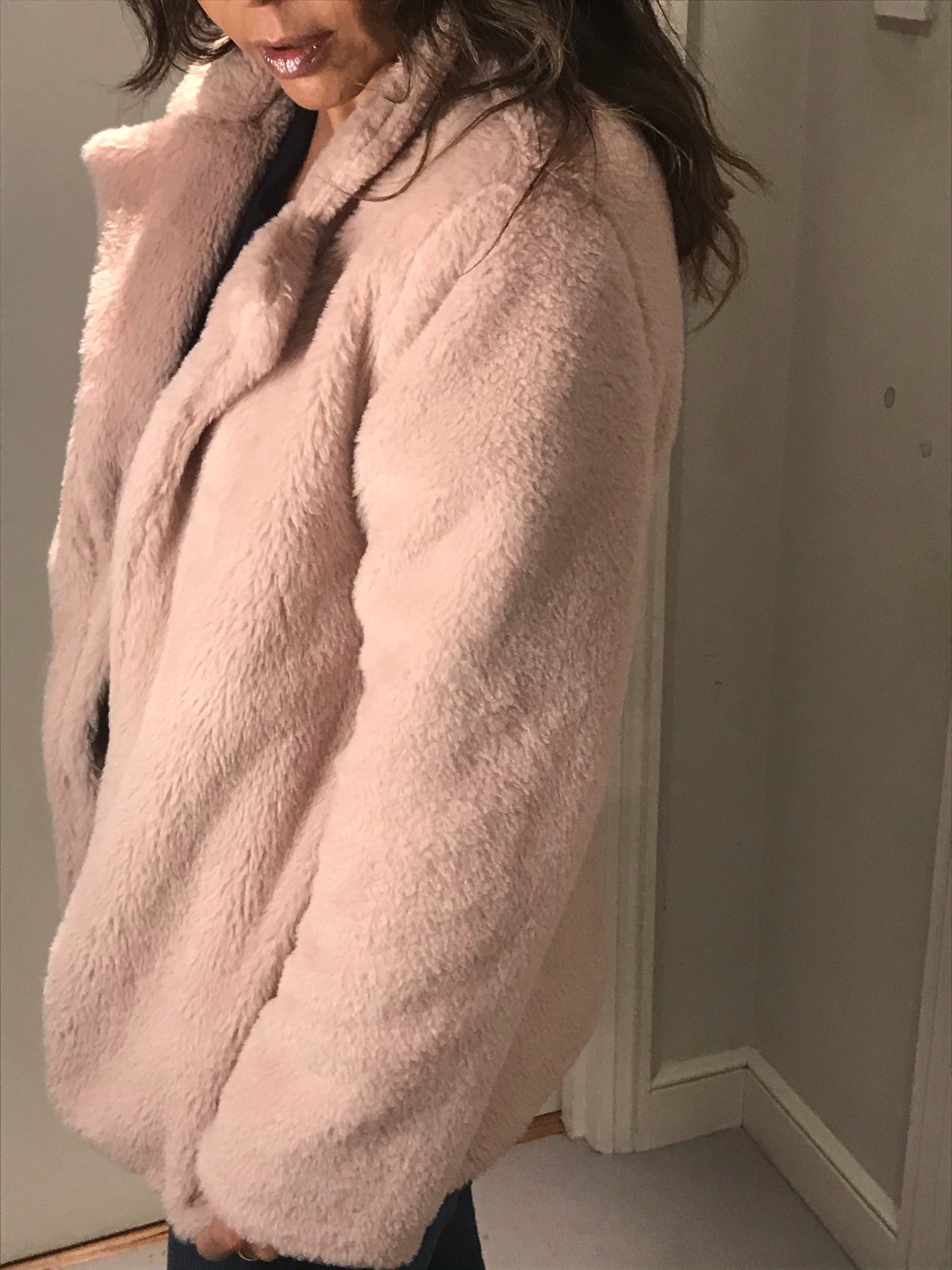 Pink Teddy Bear Faux Fur Coat