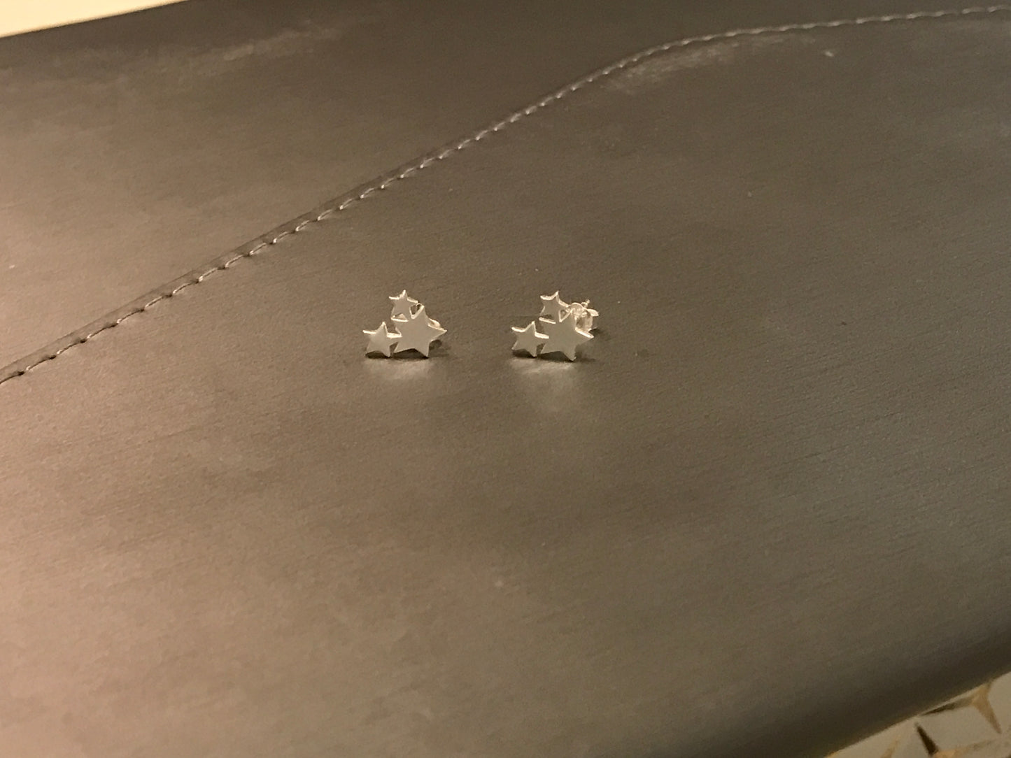 Triple-Star Silver Stud Earrings