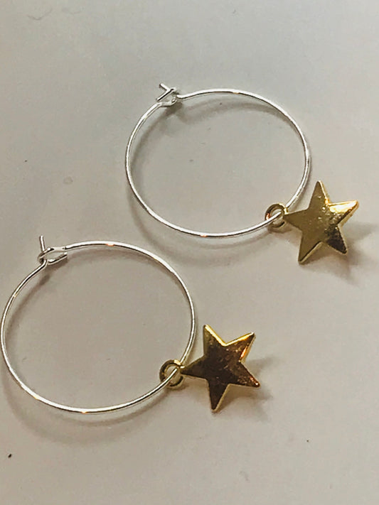 Silver & Gold Star Earrings