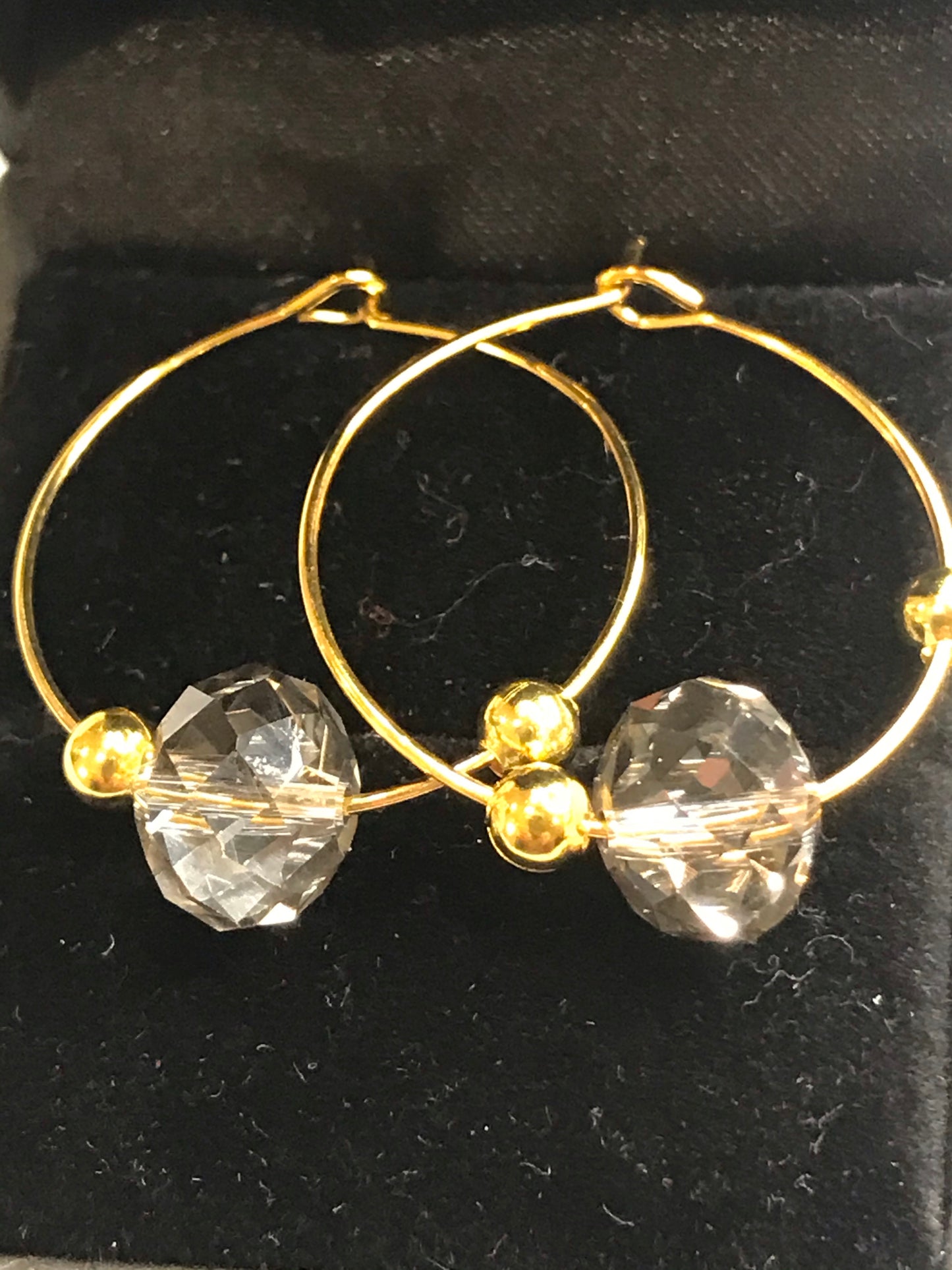 Gold Plated Smoky Topaz Hoops