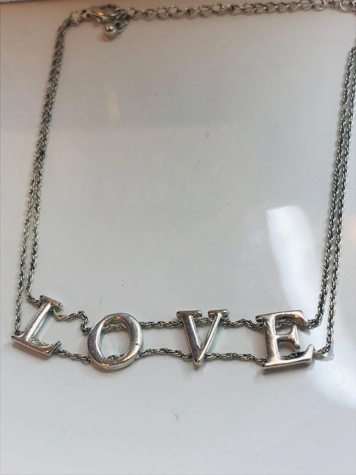 'Love Is All You Need' Silver Vintage Necklace