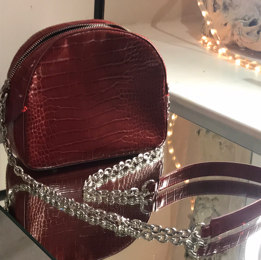 Red Mock Croc Handbag