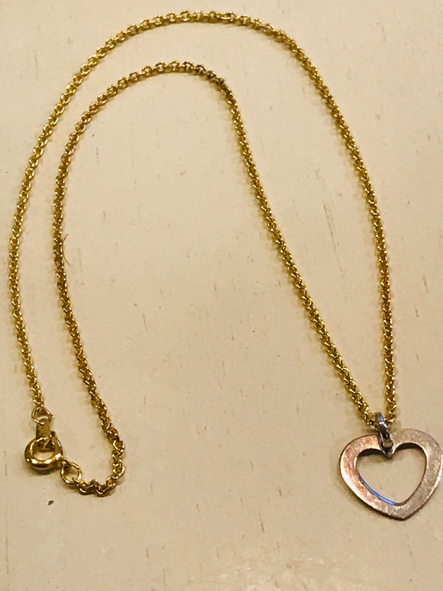 Silver and Gold Open Heart Necklace