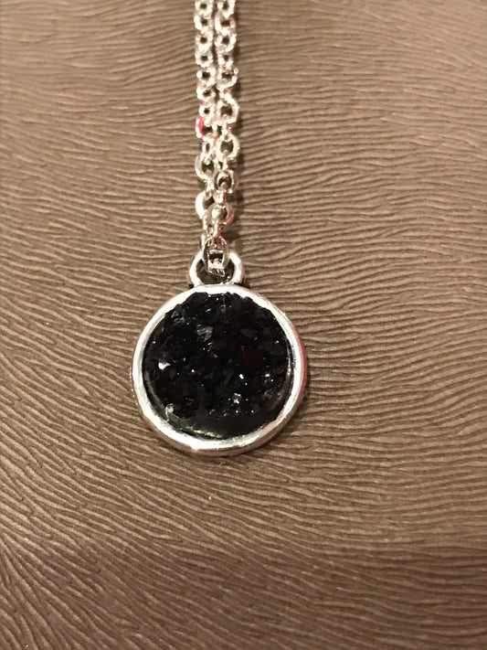 Black Lava Silver Necklace